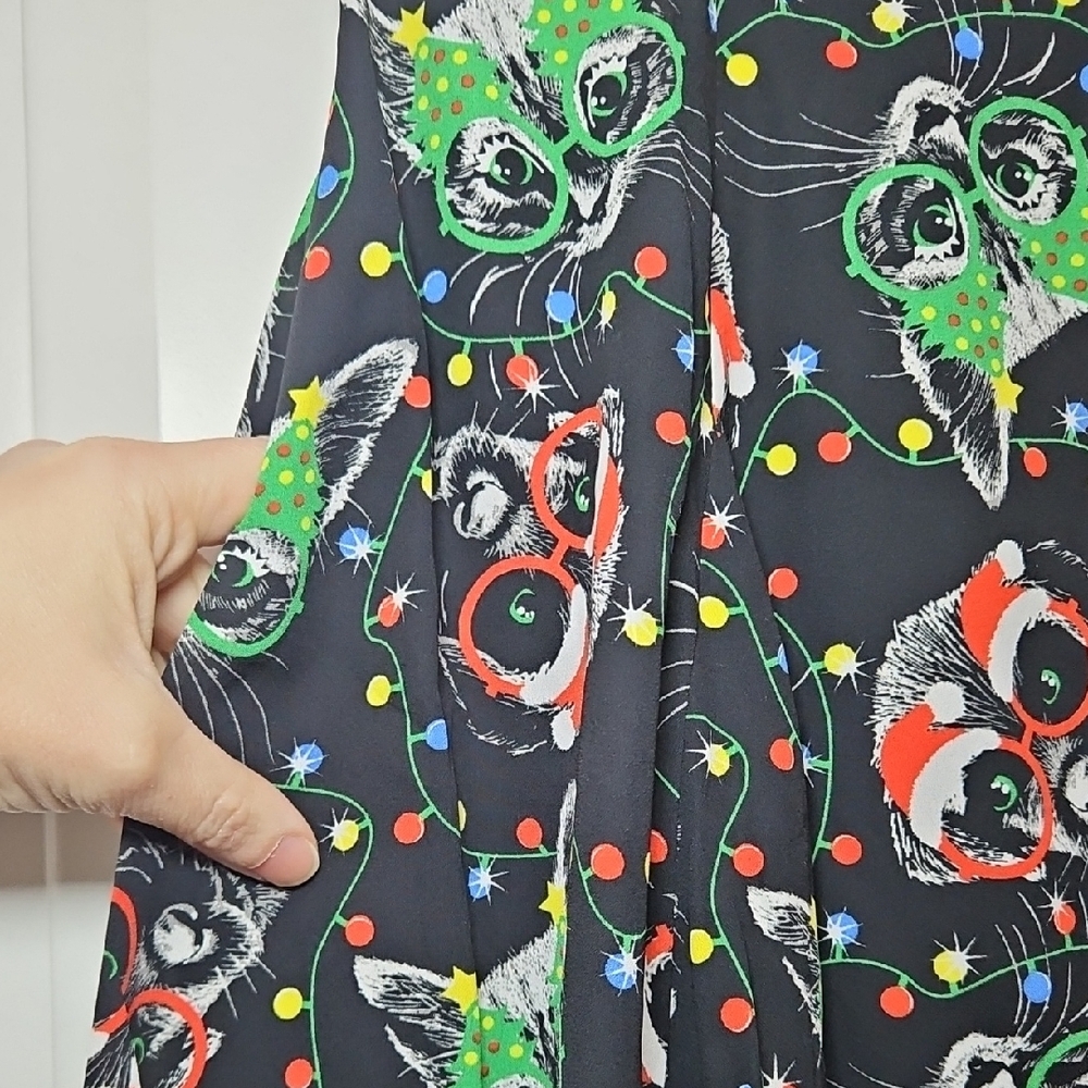 Modcloth Stay Sassy Holiday Kitties Skirt - Picture 3 of 13